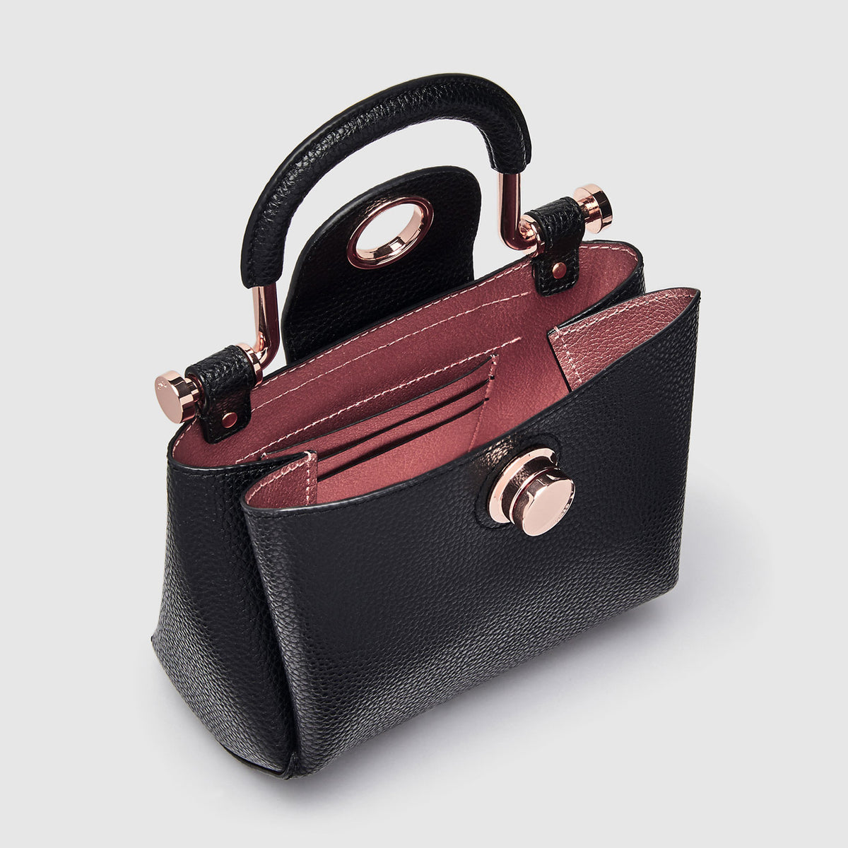 FLIP SIDE FLAPOVER HIP BAG - Black Rose Gold