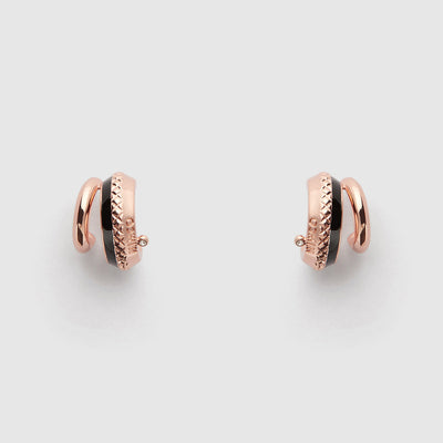 SAFE HARBOUR HOOP EARRINGS - Black Rose Gold