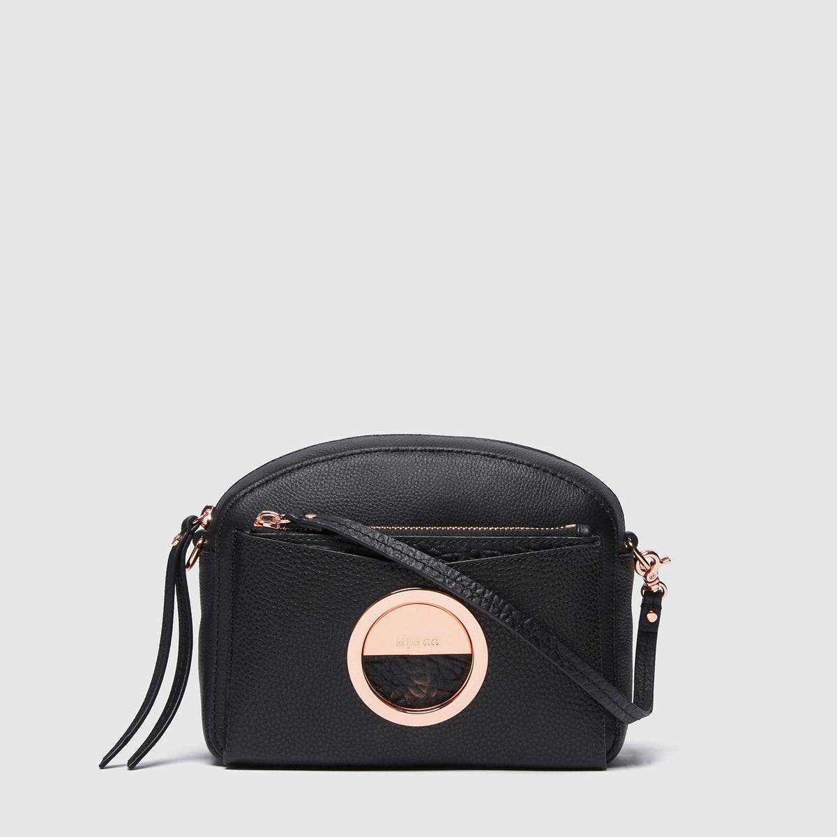 LEATHER SERENE CROSS BODY BAG - Black Rose Gold