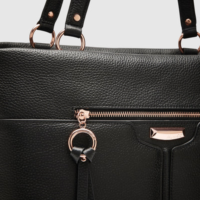 LEATHER EVERLY TOTE BAG - Black Rose Gold
