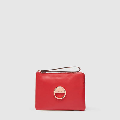 LEATHER SERENE MEDIUM POUCH - Bright Cherry
