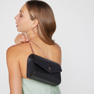 D-VINE SMALL CROSS BODY BAG - Black Rose Gold