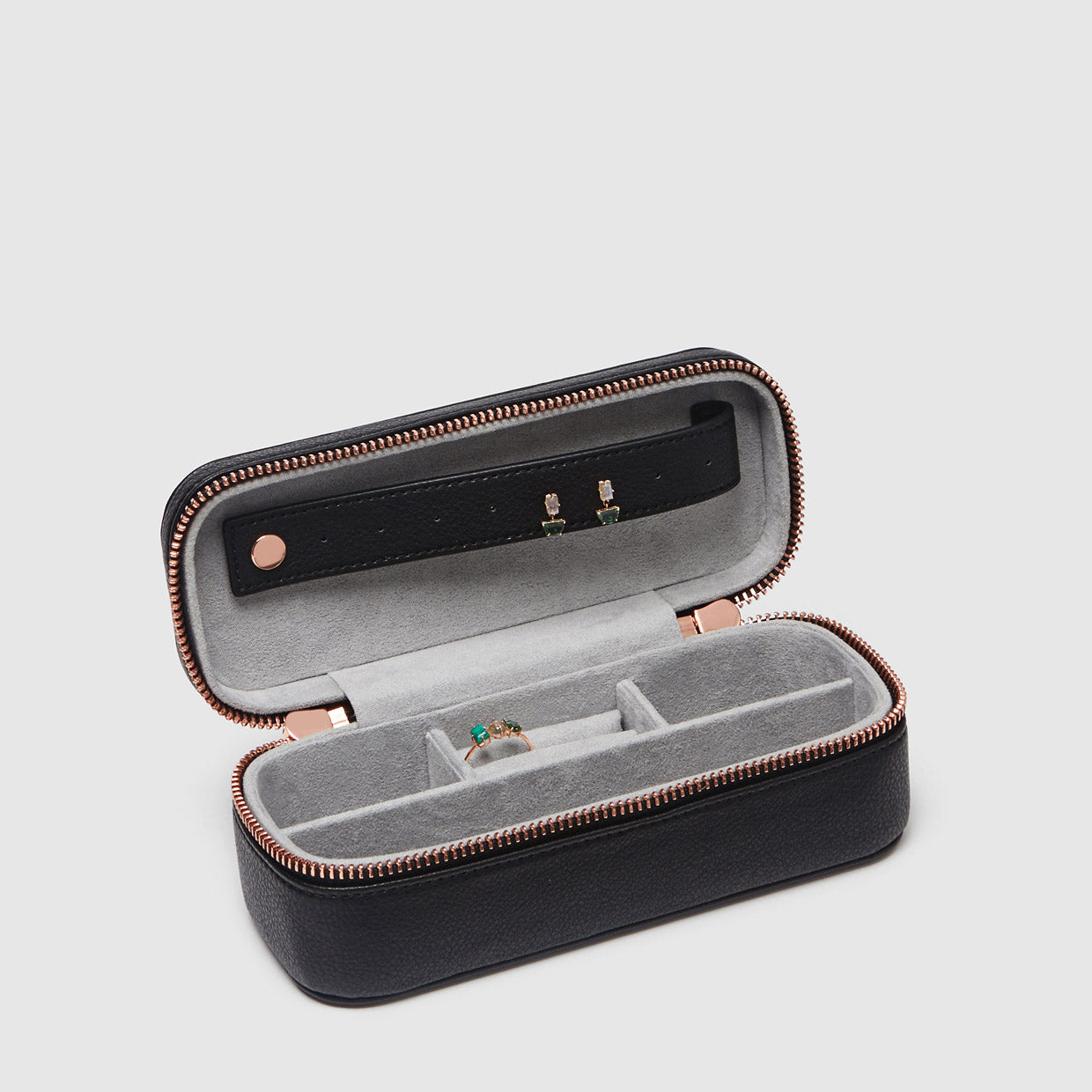 Classico Slim Jewellery Box - Black Rose Gold