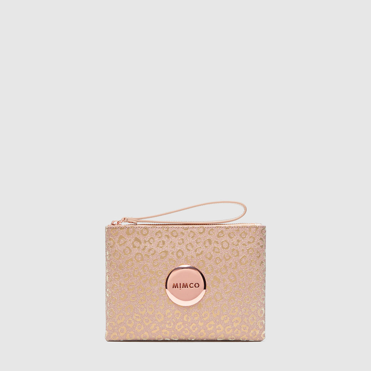 sparkle leopard medium pouch - Rose Gold