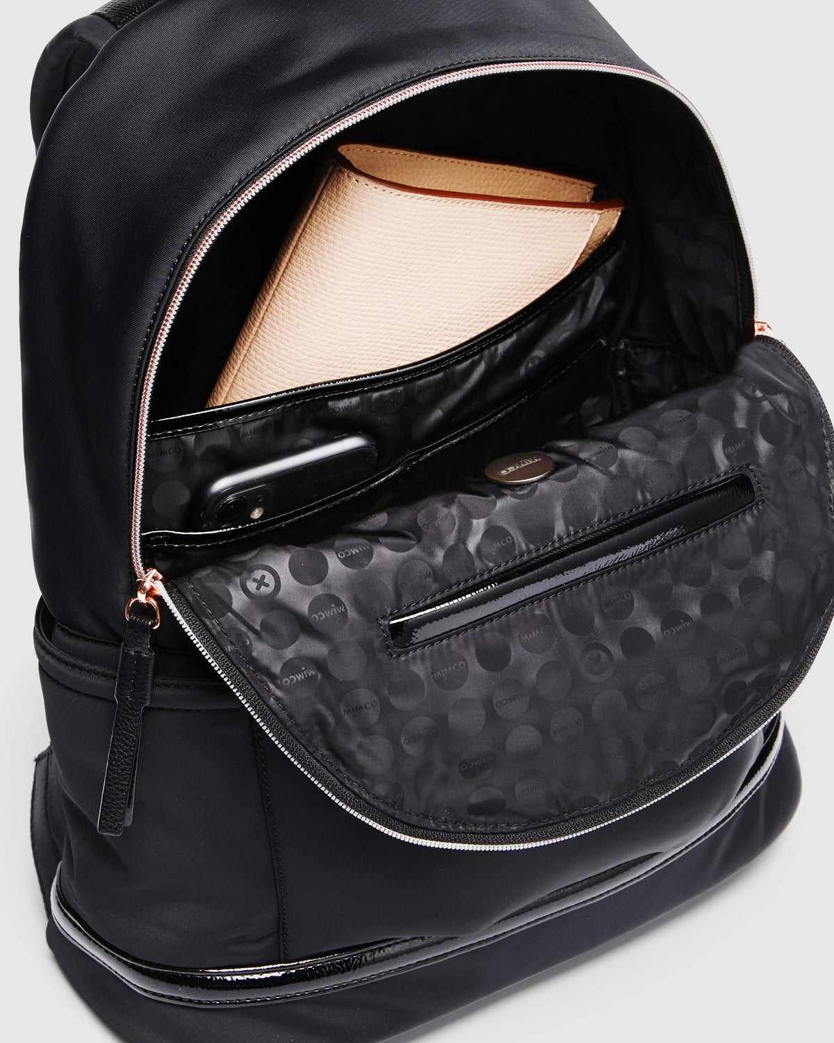 Mim-Mazing Zip Backpack - Black Rose Gold