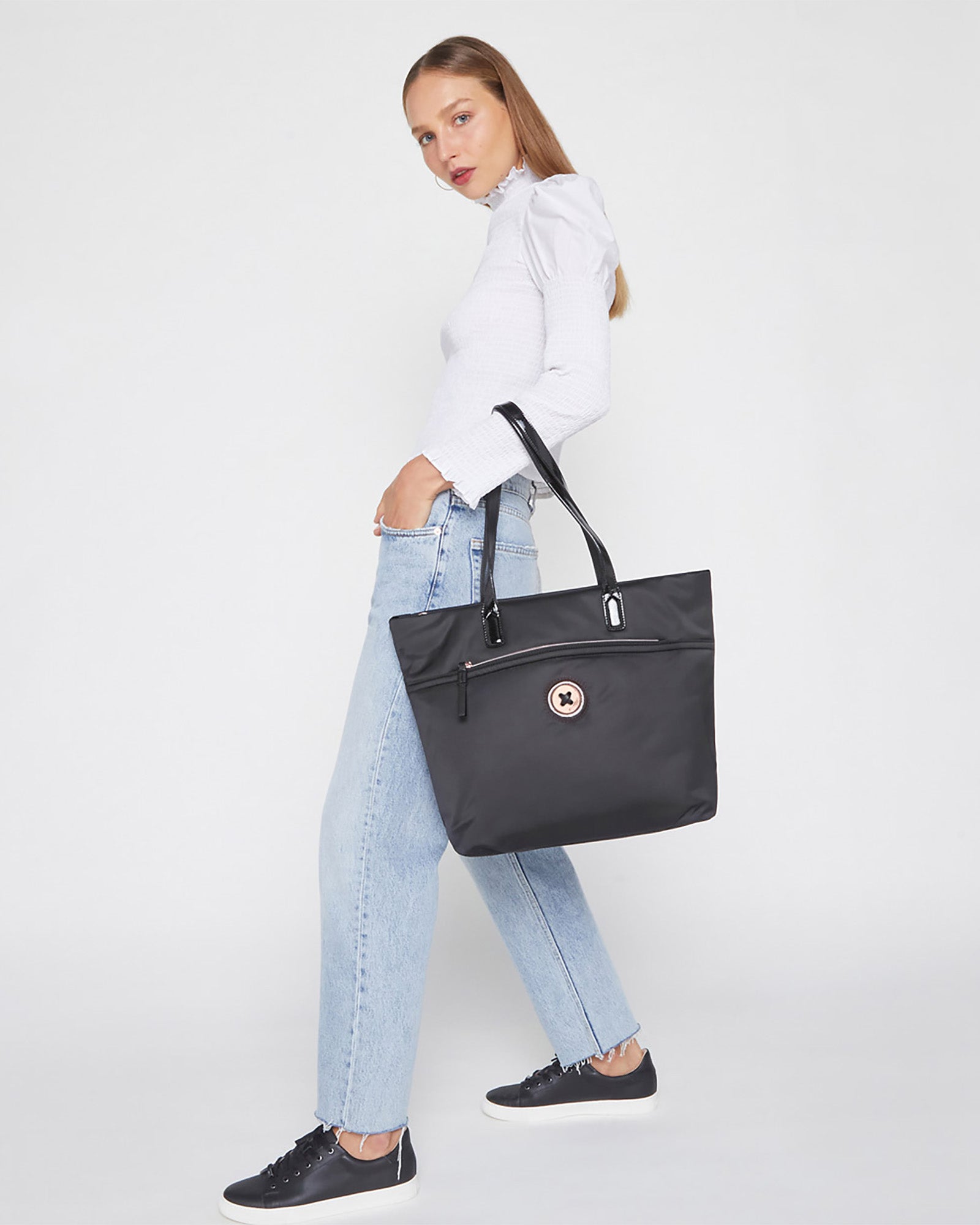 Mim-Mazing North South Tote Bag - Black Rose Gold