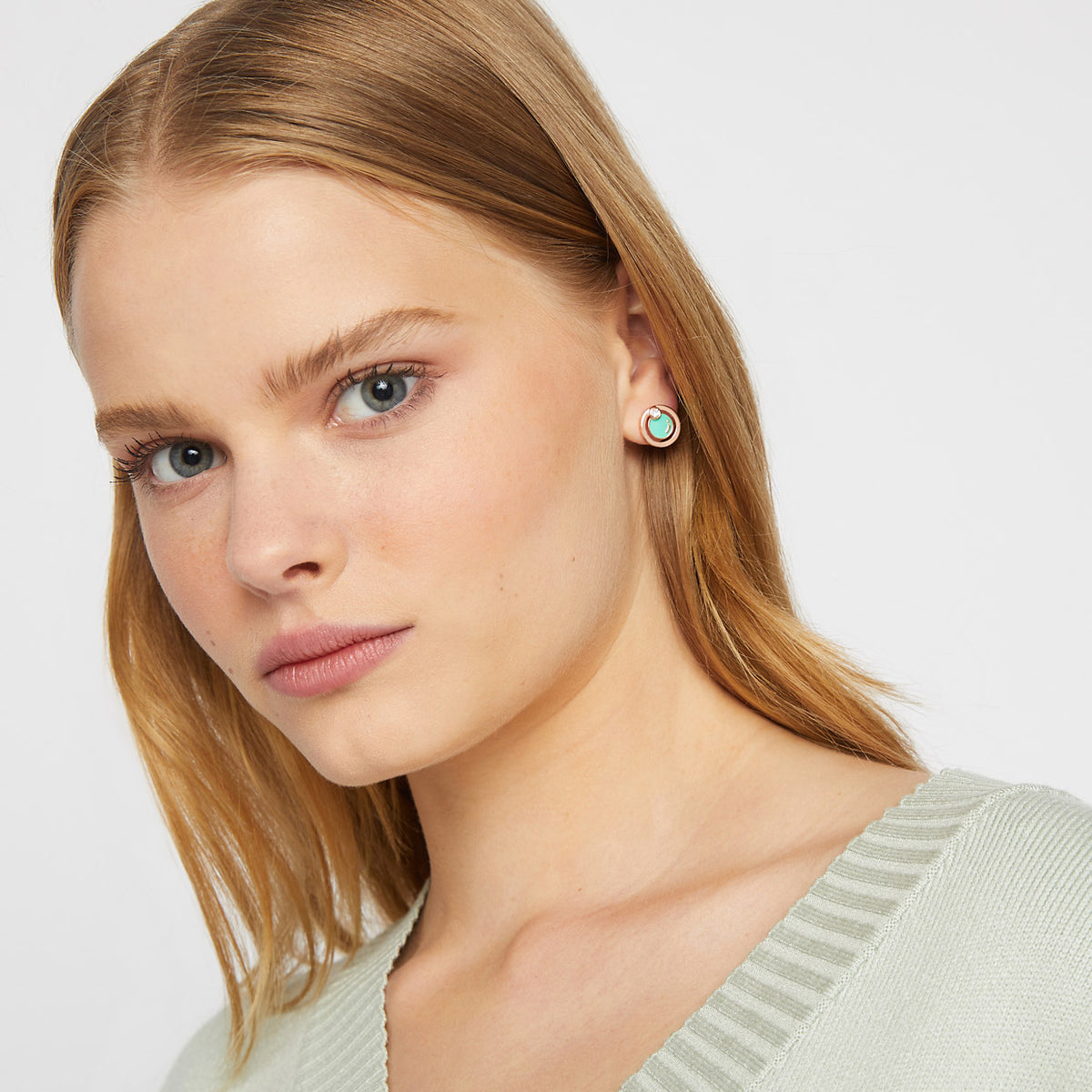 twirl enamel stud earrings - Apple Green