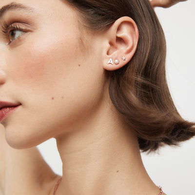 Star Blazer Sterling Silver Single Stud Earring - Rose Gold