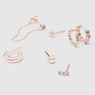 Star Blazer Sterling Silver Single Stud Earring - Rose Gold