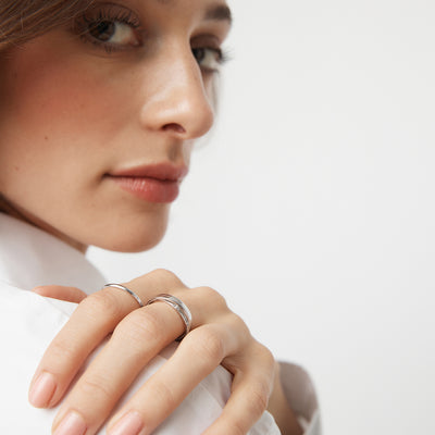 Network Sterling Silver Ring - Silver