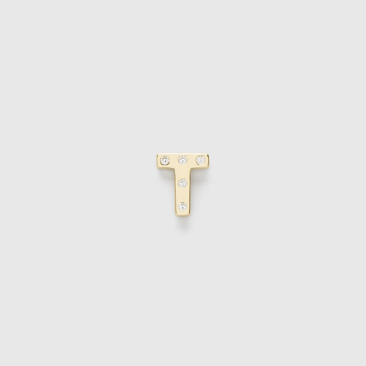 Fundamentals Sterling Silver Single Stud T - Gold