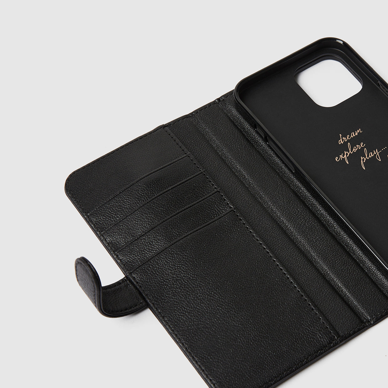 Shine Flip Case For iPhone 12 Pro Max - Black Rose Gold