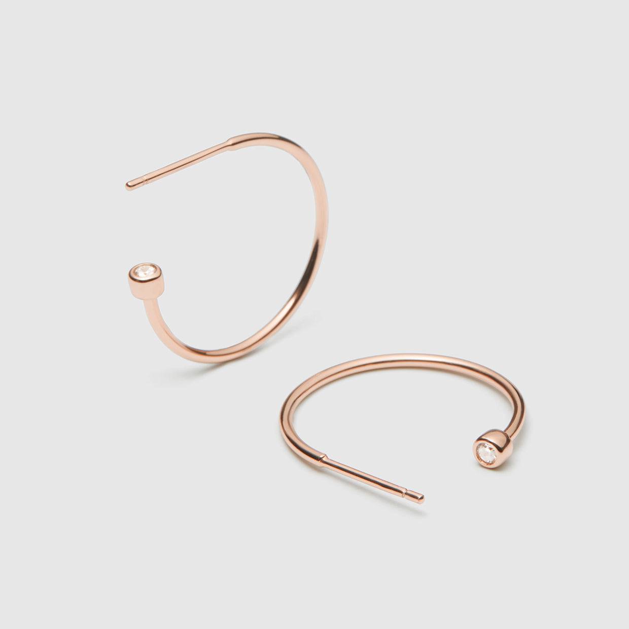 Loop Sterling Silver Hoop Earrings - Rose Gold