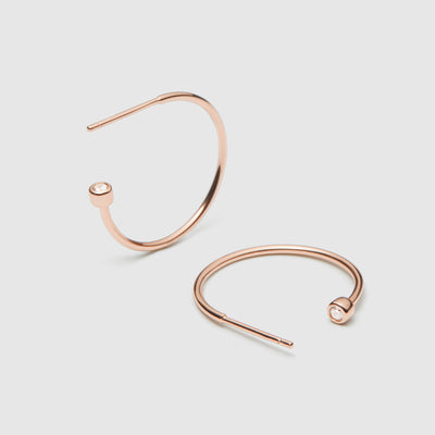 Loop Sterling Silver Hoop Earrings - Rose Gold