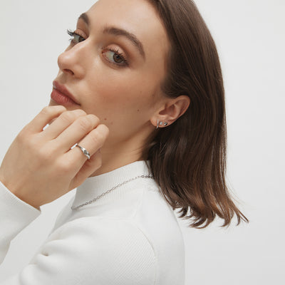 Clinch Sterling Silver Single Hoop Earring - Silver