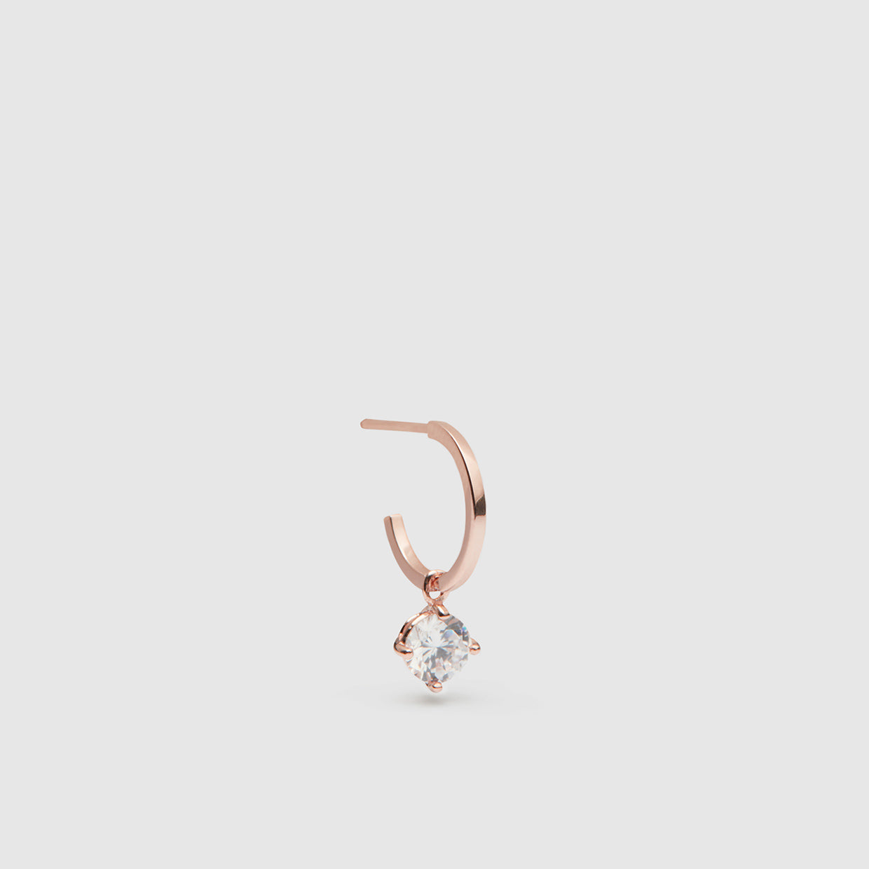 Flare Sterling Silver Single Charm Hoop Earring - Rose Gold