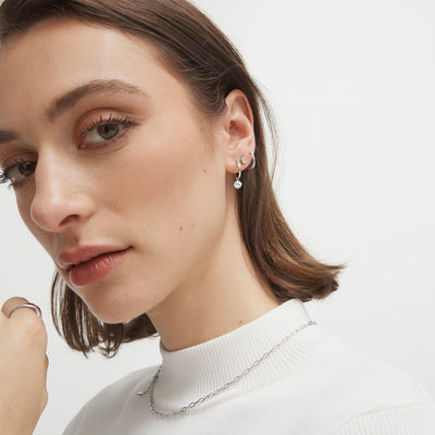 Flare Sterling Silver Single Charm Hoop Earring - Silver