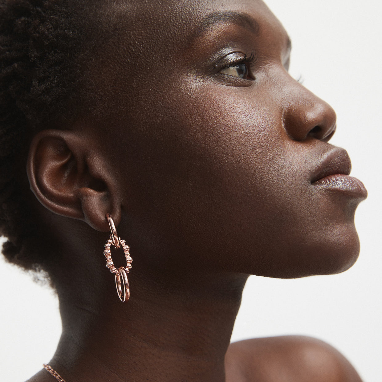 Ringlet Drop Earrings - Rose Gold