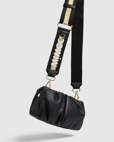 Sparkle Webbing Bag Strap - Black Light Gold