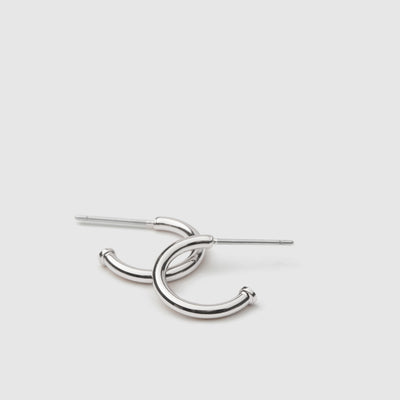 Ticker Charm Hoop Earrings - Silver