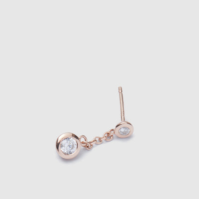 Shimmer Sterling Silver Single Stud Earring - Rose Gold