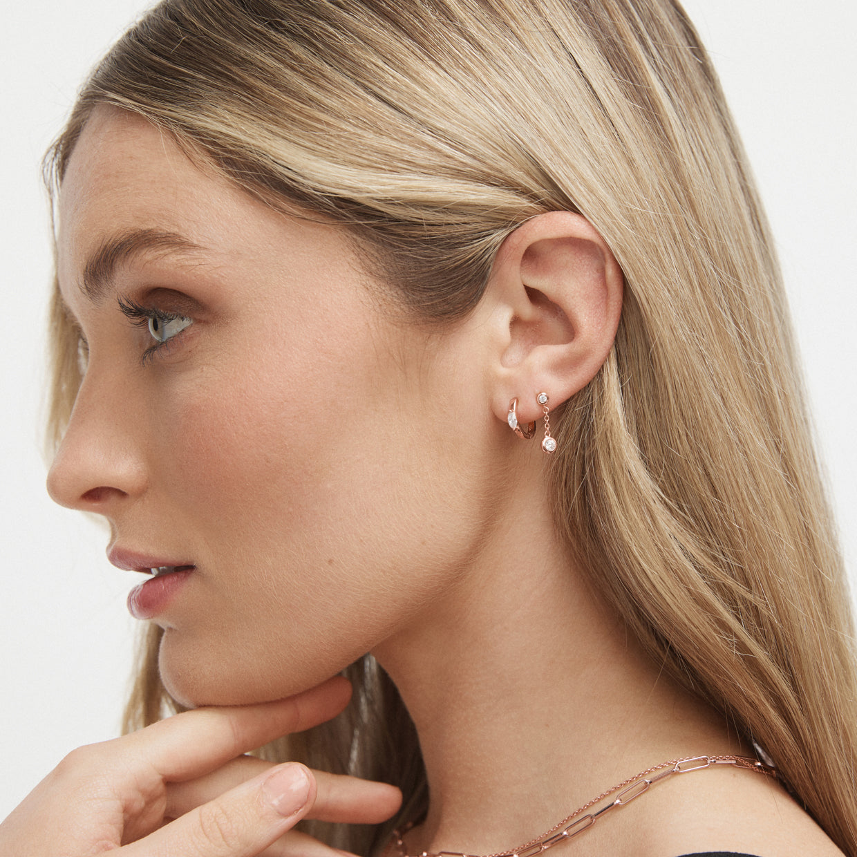 Shimmer Sterling Silver Single Stud Earring - Rose Gold