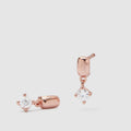 Shimmer Drop Sterling Silver Stud Earrings - Rose Gold