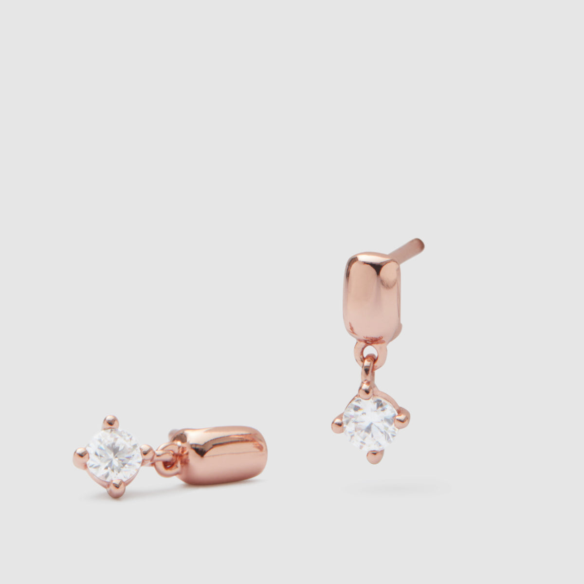 Shimmer Drop Sterling Silver Stud Earrings - Rose Gold