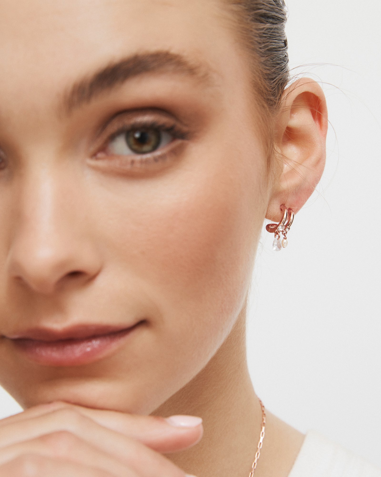 Emerge Double Hoop Earrings - Rose Gold