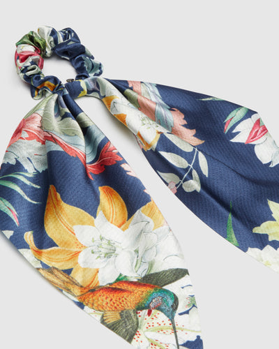 Botanic Hair Scarf Scrunchie - Raw Blue