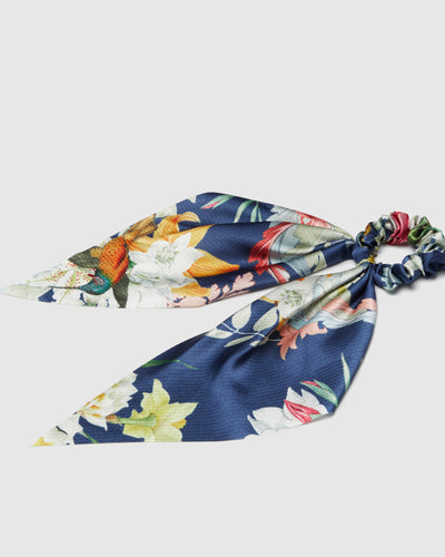 Botanic Hair Scarf Scrunchie - Raw Blue