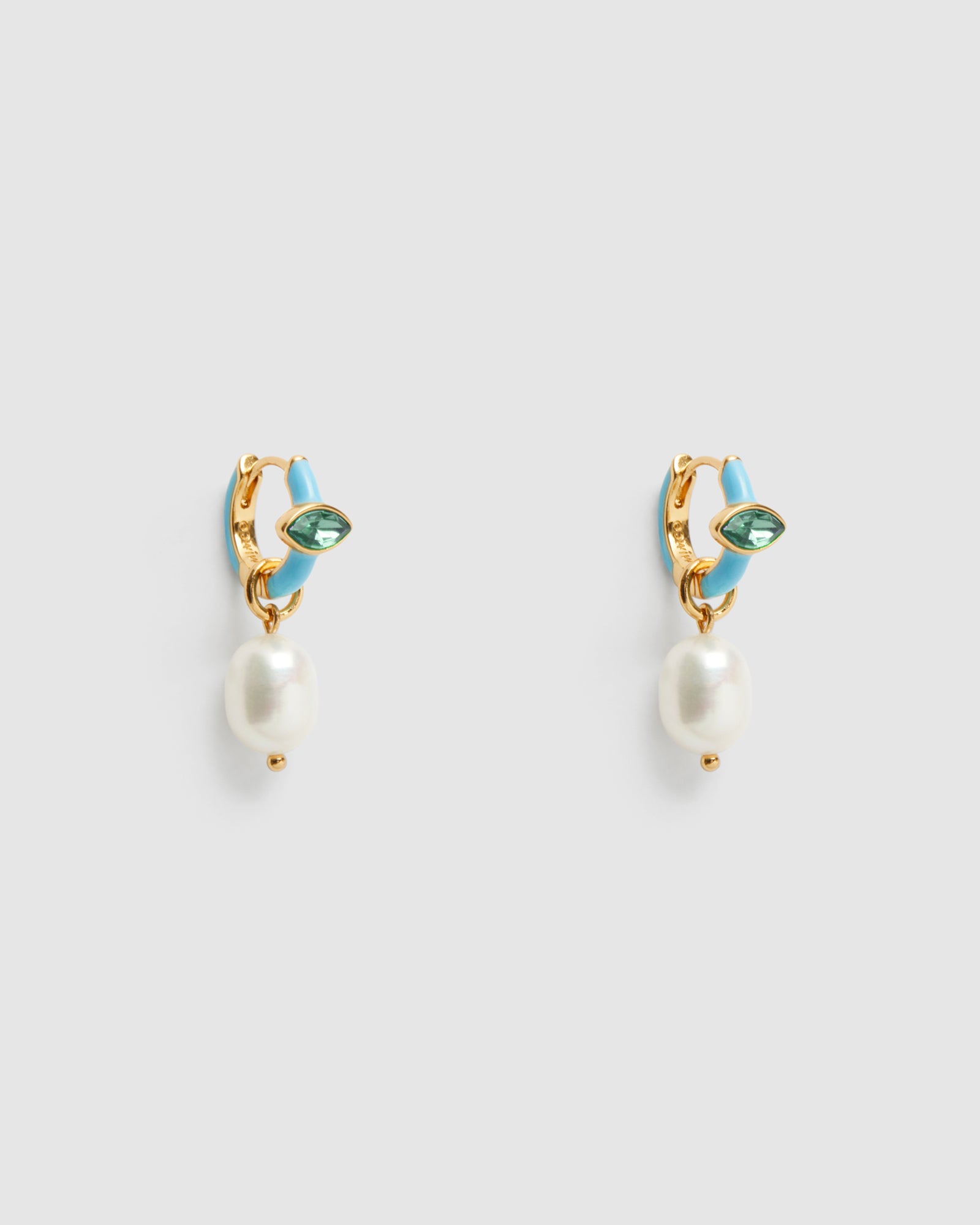 Lively Charm Hoop Earrings - Turquoise