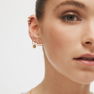 Mini Mim Sterling Silver Single Pin Earring - Gold