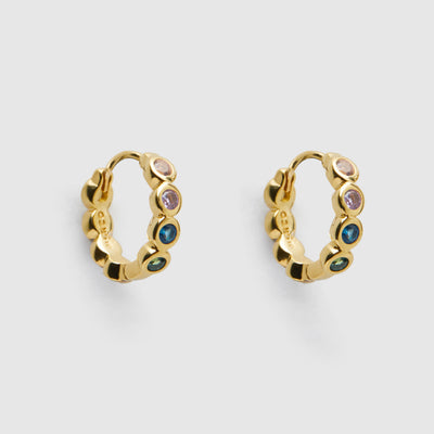 Aglow Sterling Silver Huggie Earrings - Multicolour