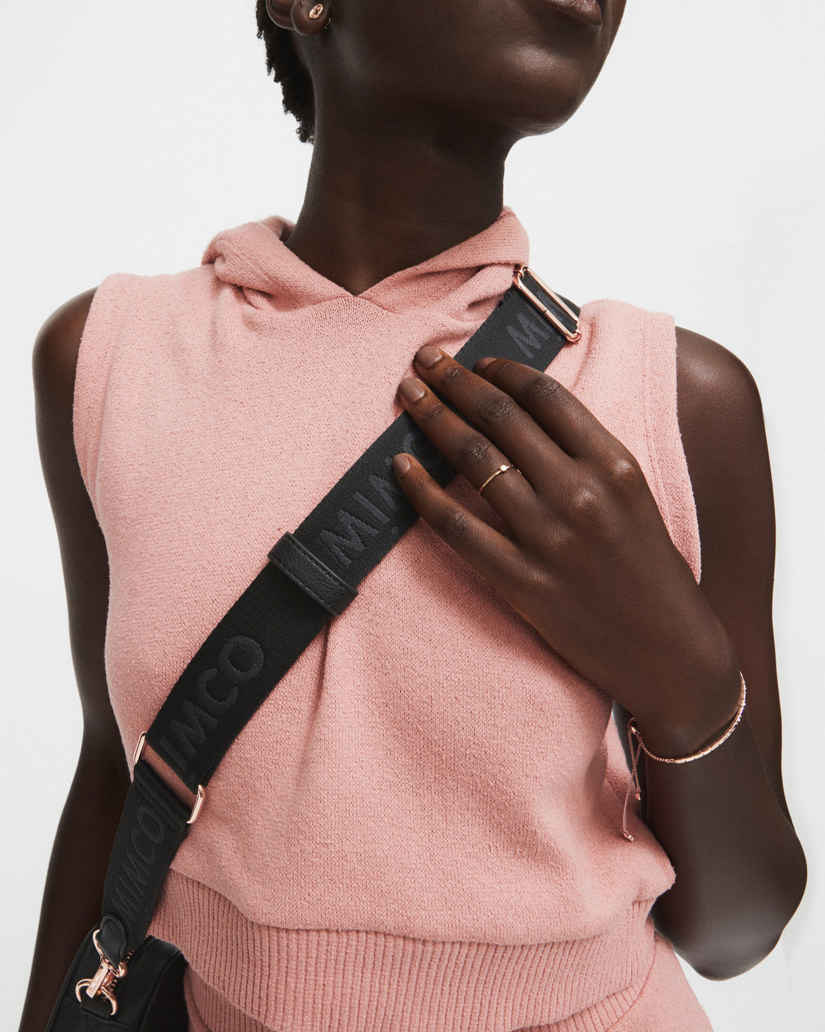 Webbing Bag Strap - Black Rose Gold