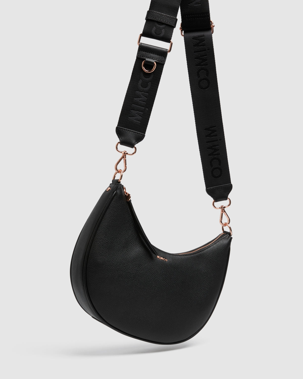 Classico Crescent Crossbody Bag - Black Rose Gold