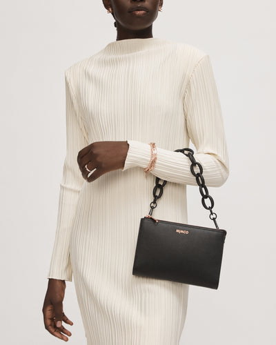 Classico Zip Medium Pouch - Black Rose Gold