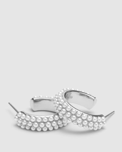 Enchant Pearl Hoop Earrings - Silver