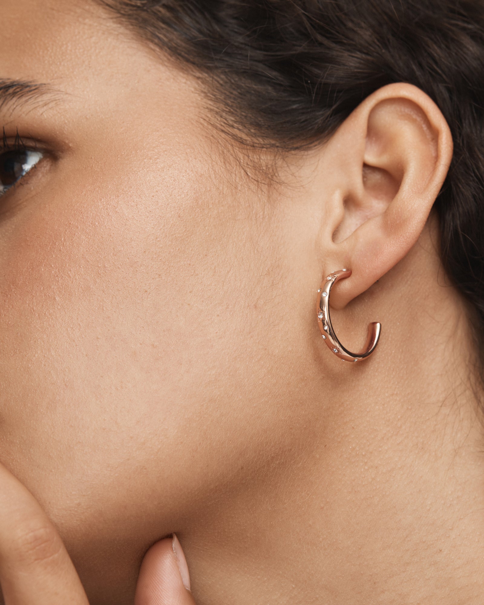 Stargazing Hoop Earrings - Rose Gold