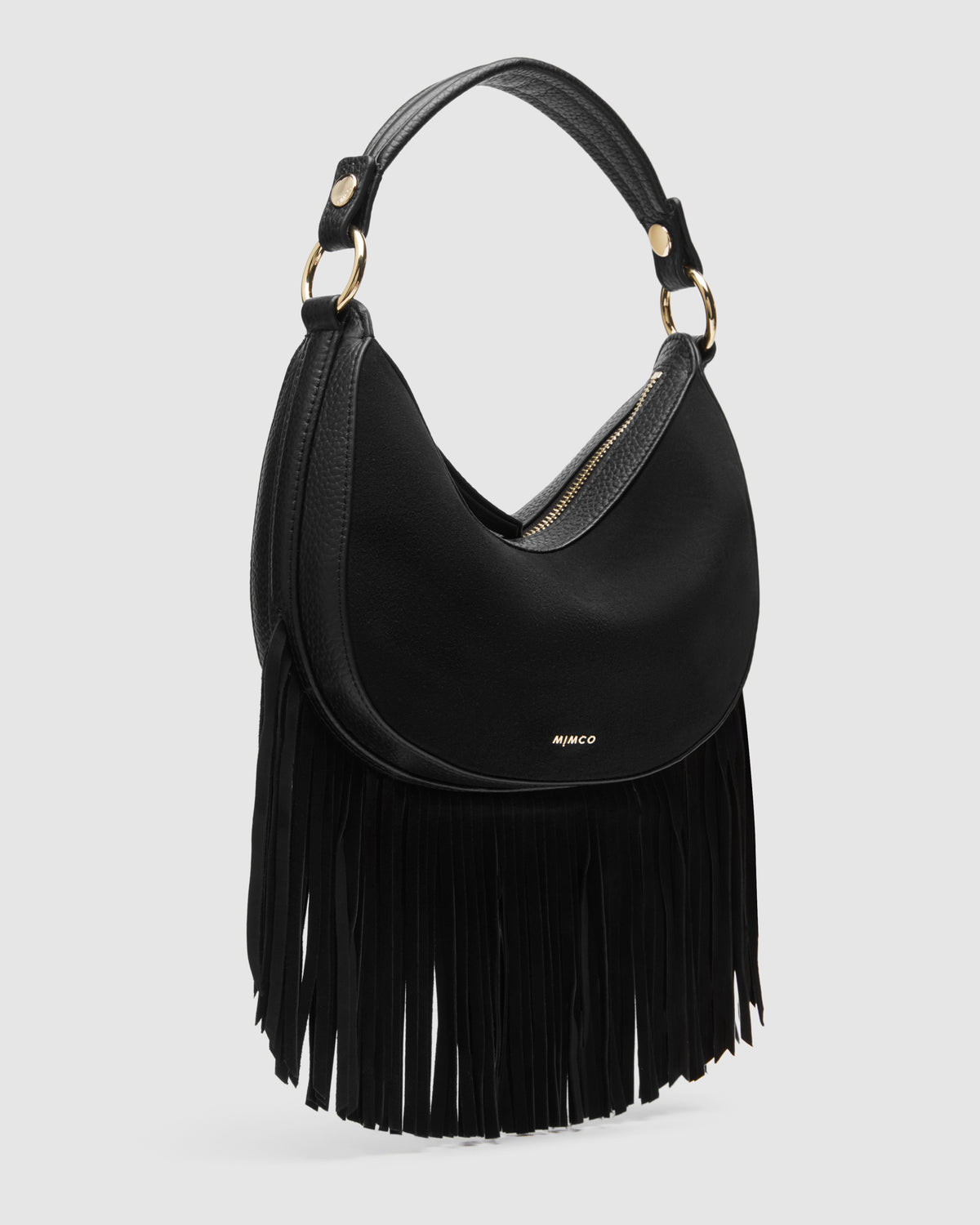 Luna Mini Crescent Bag - Black Suede
