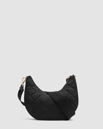 Classico Crescent Vegan Crossbody Bag - Black Light Gold