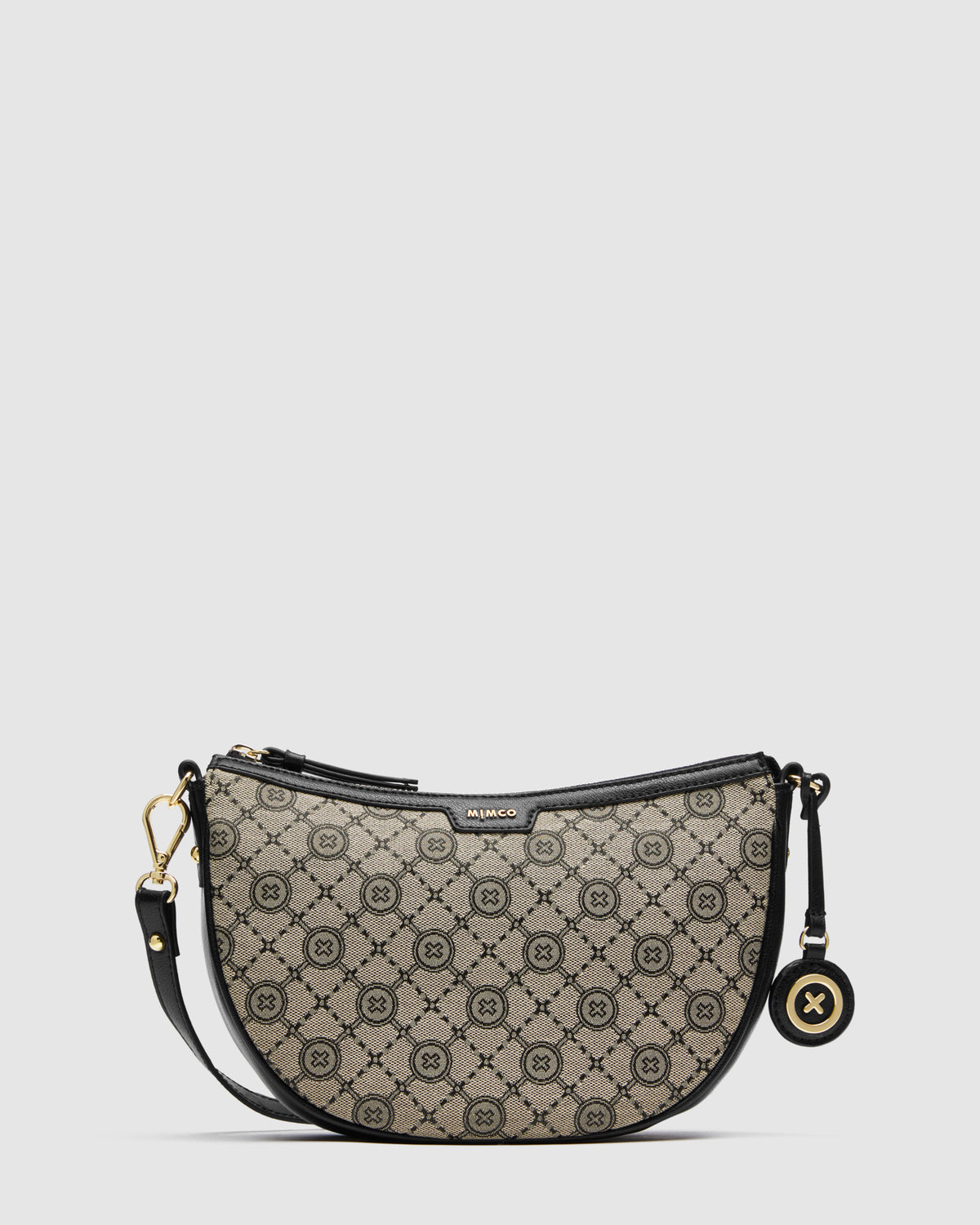 Mim-Gram Crescent Crossbody Bag - Black Light Gold