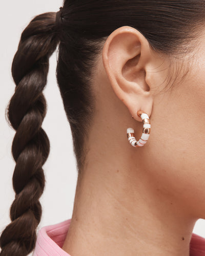 Piazza Hoop Earrings - White
