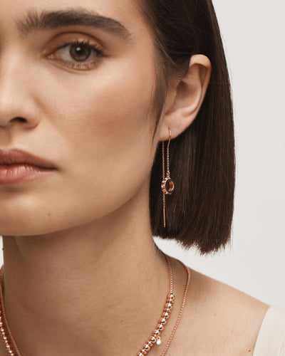Halo Thread Earrings - Rose Gold
