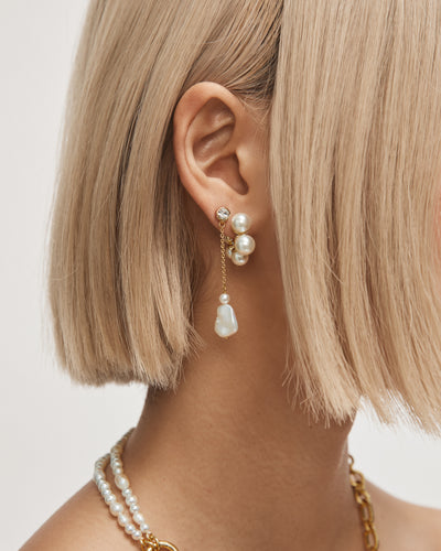 Juliet Pearl Hoop Earrings - Gold