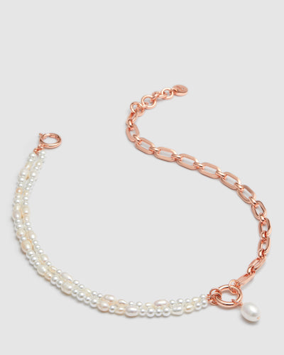 Estrid Pearl Necklace - Rose Gold