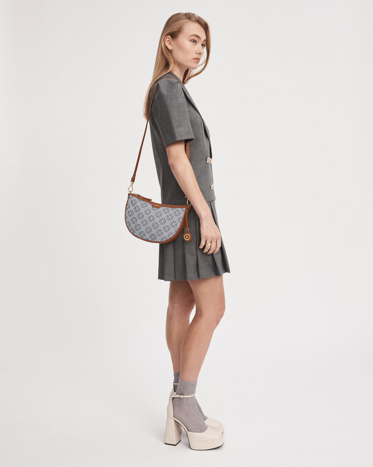 Mim-Gram Crescent Crossbody Bag - Denim