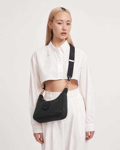 Serenity Crescent Crossbody Bag - Black Rose Gold