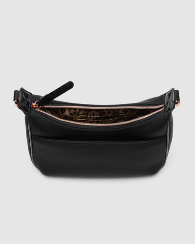 Serenity Crescent Crossbody Bag - Black Rose Gold
