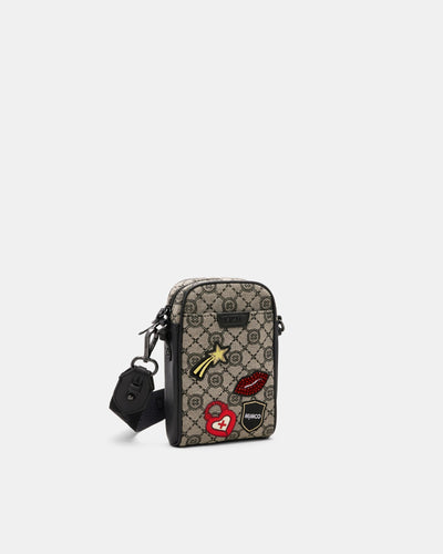 Mim-Gram Varsity Crossbody Bag - Black Gunmetal